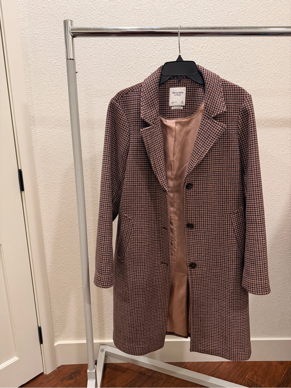 Abercrombie & Fitch Navy Houndstooth Dad Coat